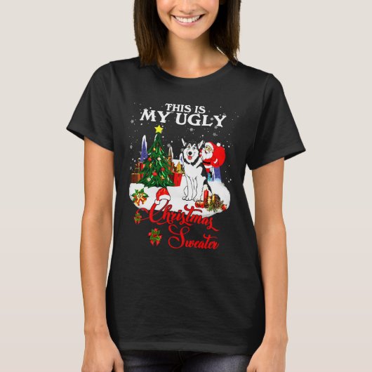 Husky Mein Weihnachtskraut T-Shirt (Vorderseite)