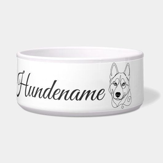 Husky Minimalist Line Art personalized bowl Napf (Vorderseite)