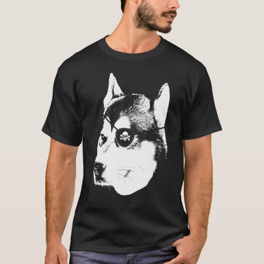 Husky mit Augenpflaster T-Shirt (Vorderseite)