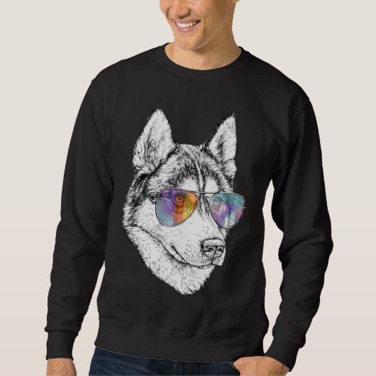 Husky mit Aviatoren Sweatshirt (Vorderseite)