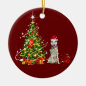 Husky mit Hat Scaft Weihnachten Keramik Ornament (Vorne)