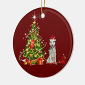 Husky mit Hat Scaft Weihnachten Keramik Ornament (Links)