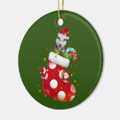 Husky mit Hat Sock Christmas Keramik Ornament (Links)