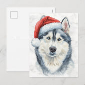 Husky mit Santa-Mütze Wasserfarbe Weihnachten (Vorne/Hinten)