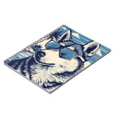 Husky mit Sonnenbrille am Strand Notizblock (Linke Seite)