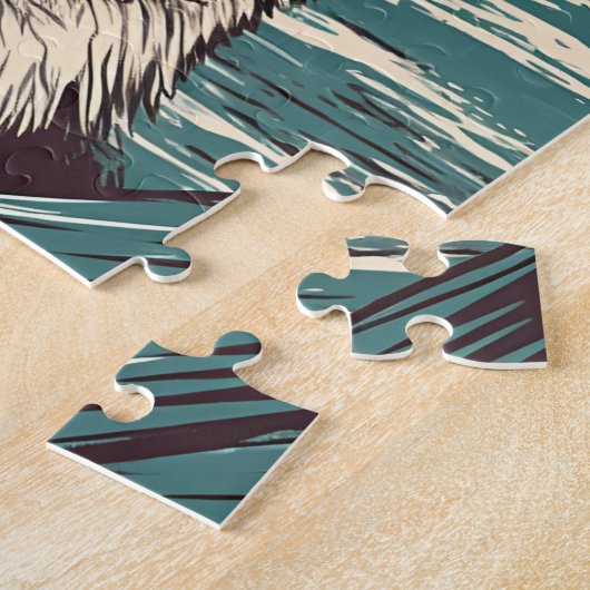 Husky mit Sonnenbrille am Strand Puzzle (Seite)