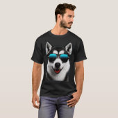 Husky mit Sonnenbrille T-Shirt (Vorne ganz)