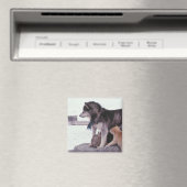 Husky mit Streu von Jungtieren Magnet (In Situ (Geschirrspüler))