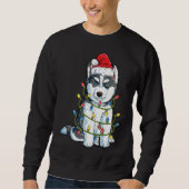 Husky mit Weihnachtsmannmütze Huskey Funny Dog Chr Sweatshirt (Vorderseite)