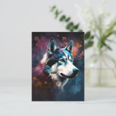 Husky Moderne Abstrakte Dog Malerei Art Postkarte (Stehend Vorderseite)