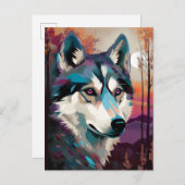 Husky Moderne Abstrakte Dog Malerei Art Postkarte (Vorne/Hinten)