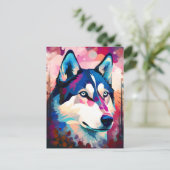 Husky Moderne Abstrakte Dog Malerei Art Postkarte (Stehend Vorderseite)