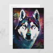 Husky Moderne Abstrakte Dog Malerei Art Postkarte (Vorne/Hinten)