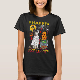 Husky-Mumie Happy Woof Lo Ween Halloween-Kürbis T-Shirt