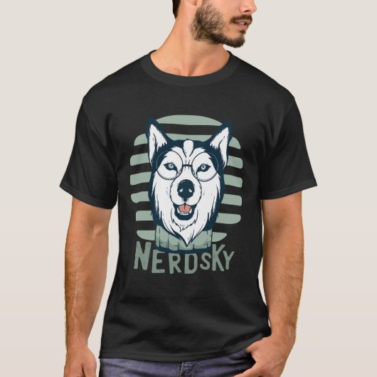 Husky-Nerd mit Brille T-Shirt (Vorderseite)