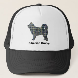 Husky Niedlich Hund Silhouette Grid Custom Truckerkappe