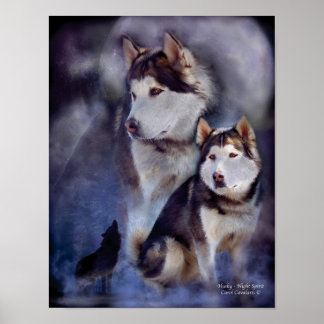 Husky - Night Spirit Art Poster/Print Poster