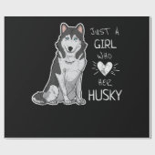 Husky | Nur ein Mädchen, das ihren Husky-Hund Lieb Geschenkpapier (Flach)