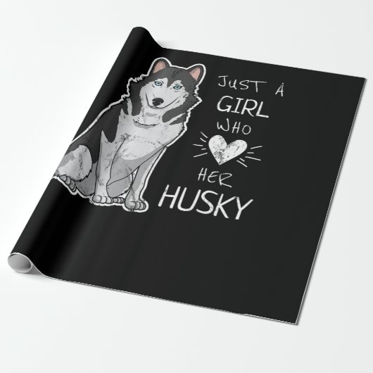 Husky | Nur ein Mädchen, das ihren Husky-Hund Lieb Geschenkpapier (Ungerollt)