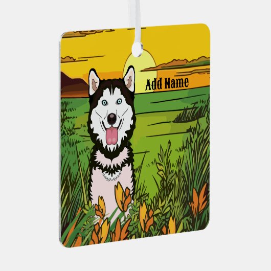 Husky Ornament Aus Metall (Vorderseite Rechts)