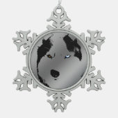 Husky-Ornament Dekoration Schneeflocken Zinn-Ornament (Vorderseite)