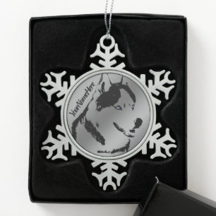 Husky-Ornament Dekoration Schneeflocken Zinn-Ornament