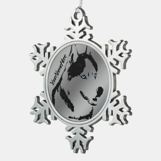 Husky-Ornament Dekoration Schneeflocken Zinn-Ornament (Rechts)