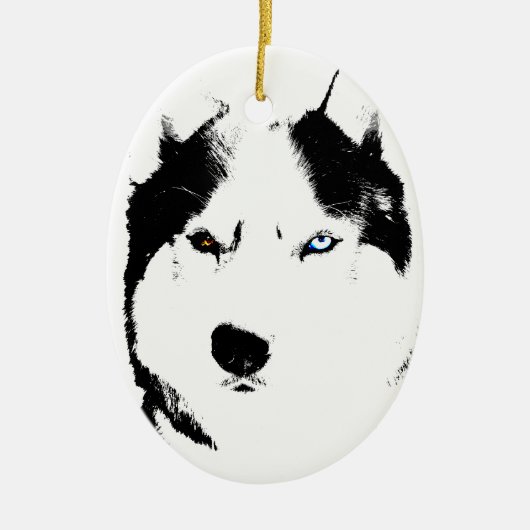 Husky-Ornament-Malamute Keepake-Hunde-Geschenke Keramikornament (Vorne)