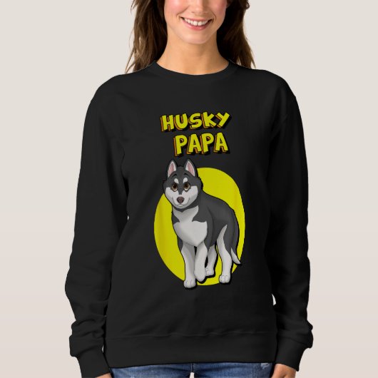 Husky Papa Black & White Siberian Husky Father Bro Sweatshirt (Vorderseite)