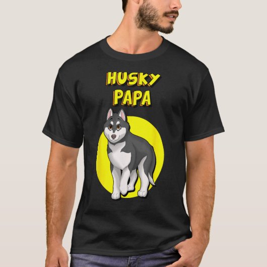 Husky Papa Black & White Siberian Husky Vater Bro T-Shirt (Vorderseite)
