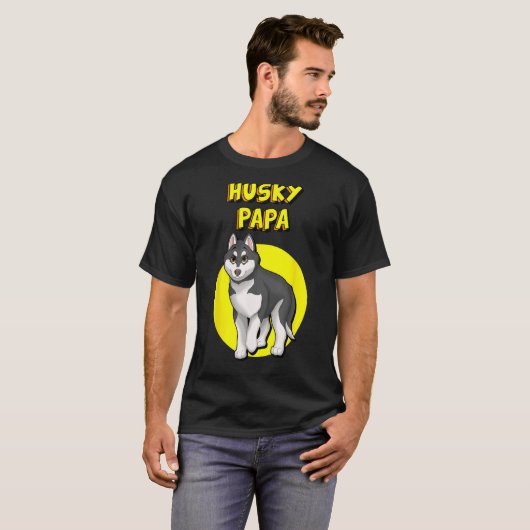 Husky Papa Black & White Siberian Husky Vater Bro T-Shirt (Vorne ganz)