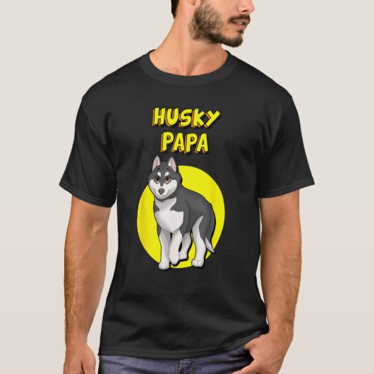 Husky Papa Black & White Siberian Husky Vater Bro T-Shirt (Vorderseite)