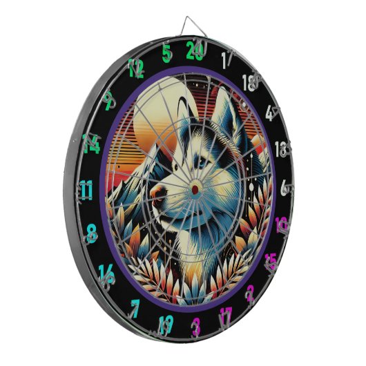 Husky Peak Glow Wall Akzent Dartscheibe (Vorderseite Links)