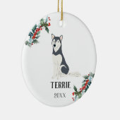 Husky Personalisiert Christmas Dog Keramik Ornament (Rechts)