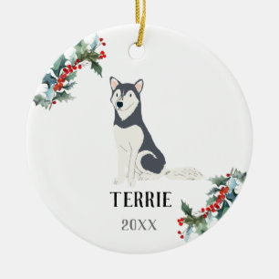 Husky Personalisierter Weihnachtshund Keramik Ornament