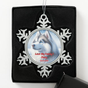 Husky-Personalisierung Weihnachtsornament Schneeflocken Zinn-Ornament
