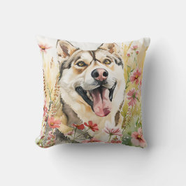Husky Pillow - Watercolor Dog Zuhause Décor Kissen
