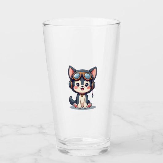 Husky Pilot Dog Lover Malamute Glas (Vorderseite)