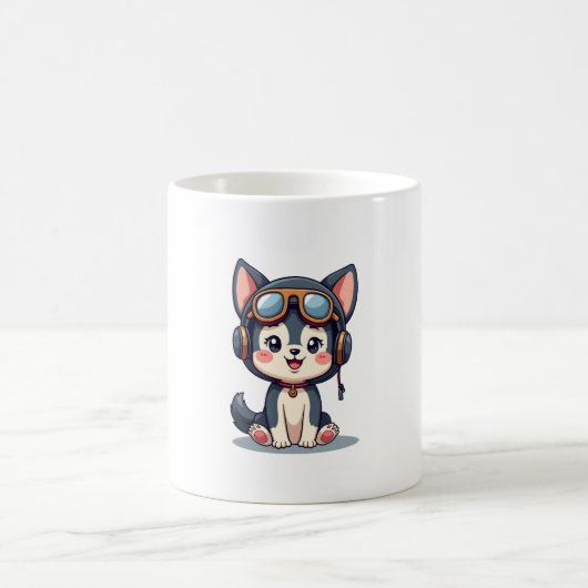 Husky Pilot Dog Lover Malamute Kaffeetasse (Mittel)