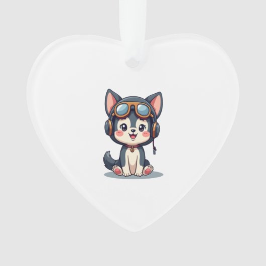 Husky Pilot Dog Lover Malamute Ornament (Vorderseite)