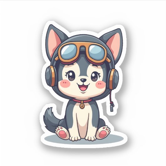 Husky Pilot Hund Lover Malamute Aufkleber