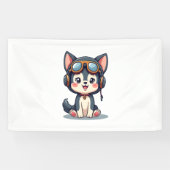 Husky Pilot Hund Lover Malamute Banner (Horizontal)