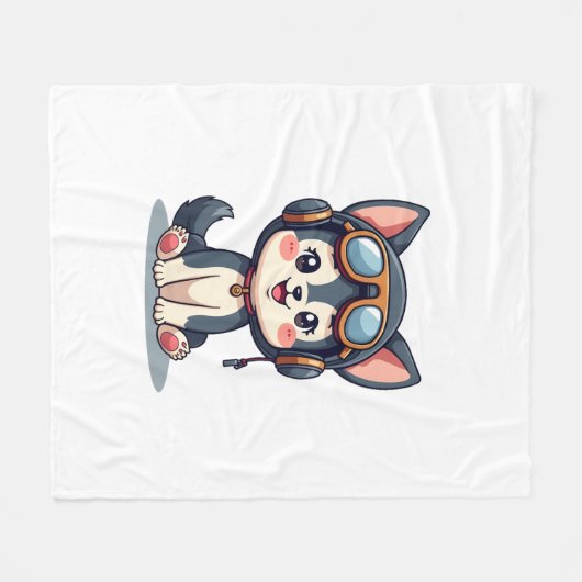 Husky Pilot Hund Lover Malamute Fleecedecke (Vorderseite (Horizontal))