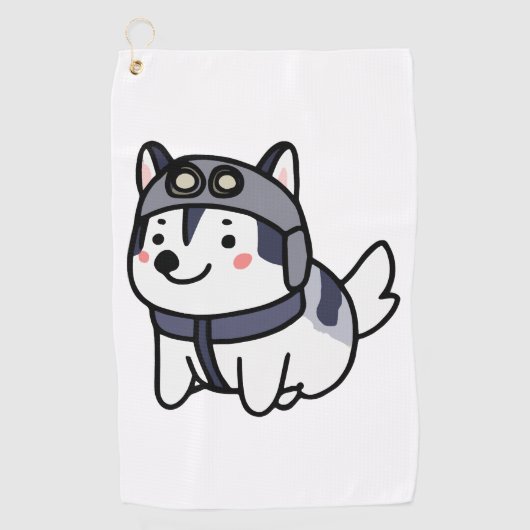 Husky Pilot Hund Lover Malamute Golfhandtuch (Vorderseite)