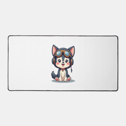 Husky Pilot Hund Lover Malamute Schreibtischunterlage (Vorderseite)