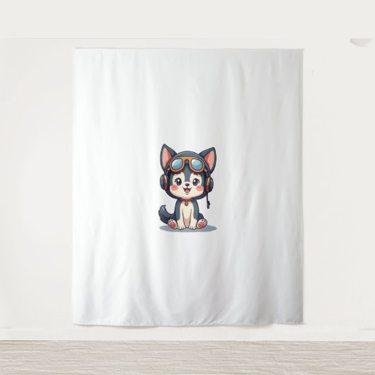 Husky Pilot Hund Lover Malamute Wandteppich (Vorderseite)