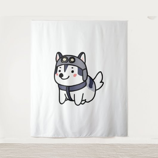 Husky Pilot Hund Lover Malamute Wandteppich (Vorderseite)
