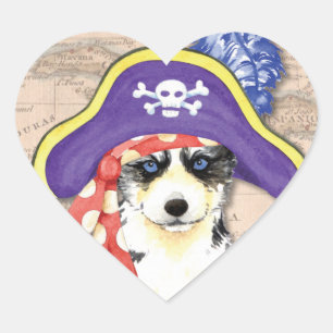 Husky Pirate Herz-Aufkleber