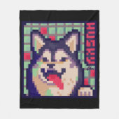 Husky Pixel Art, Pixelart Fleecedecke (Vorderseite)