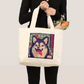 Husky, Pixel Art, pixelart Jumbo Stoffbeutel (Vorderseite (Produkt))